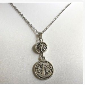 Silver Tree of Life Celtic Irish Necklace 20"